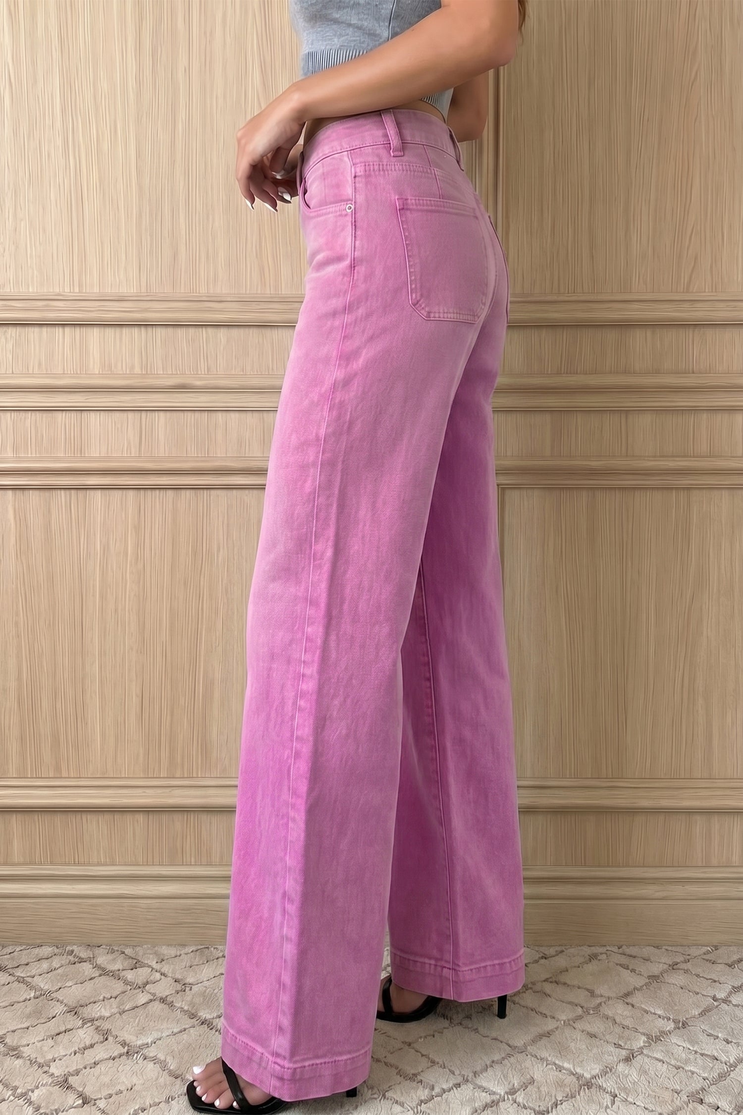 Bonbon 2-Button High Waist Wide Leg Jeans