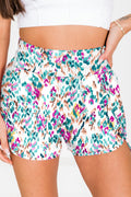 White Leopard High Waisted Athletic Shorts