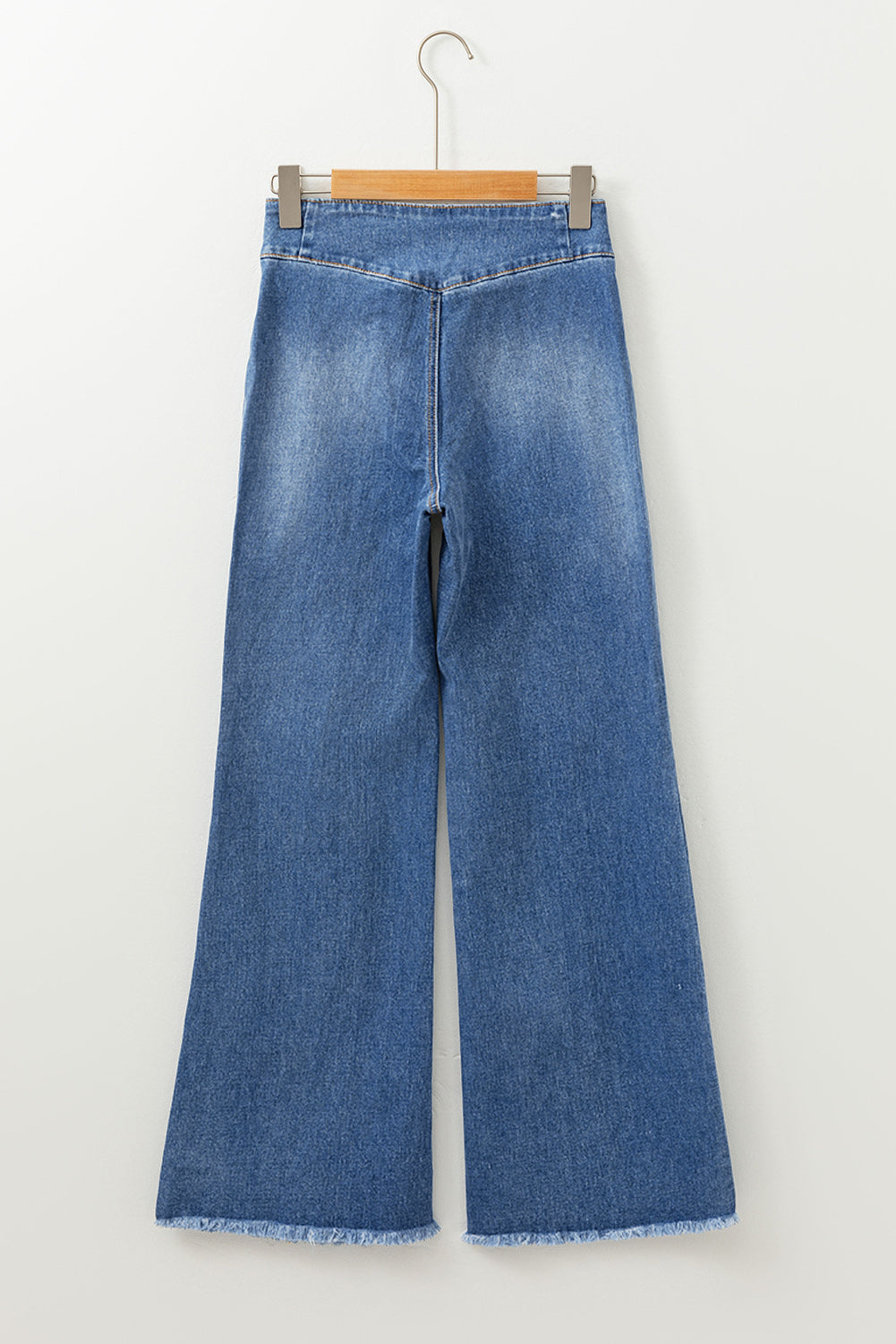 Coffee High Waist Button Fly Seamed Raw Hem Flare Jeans