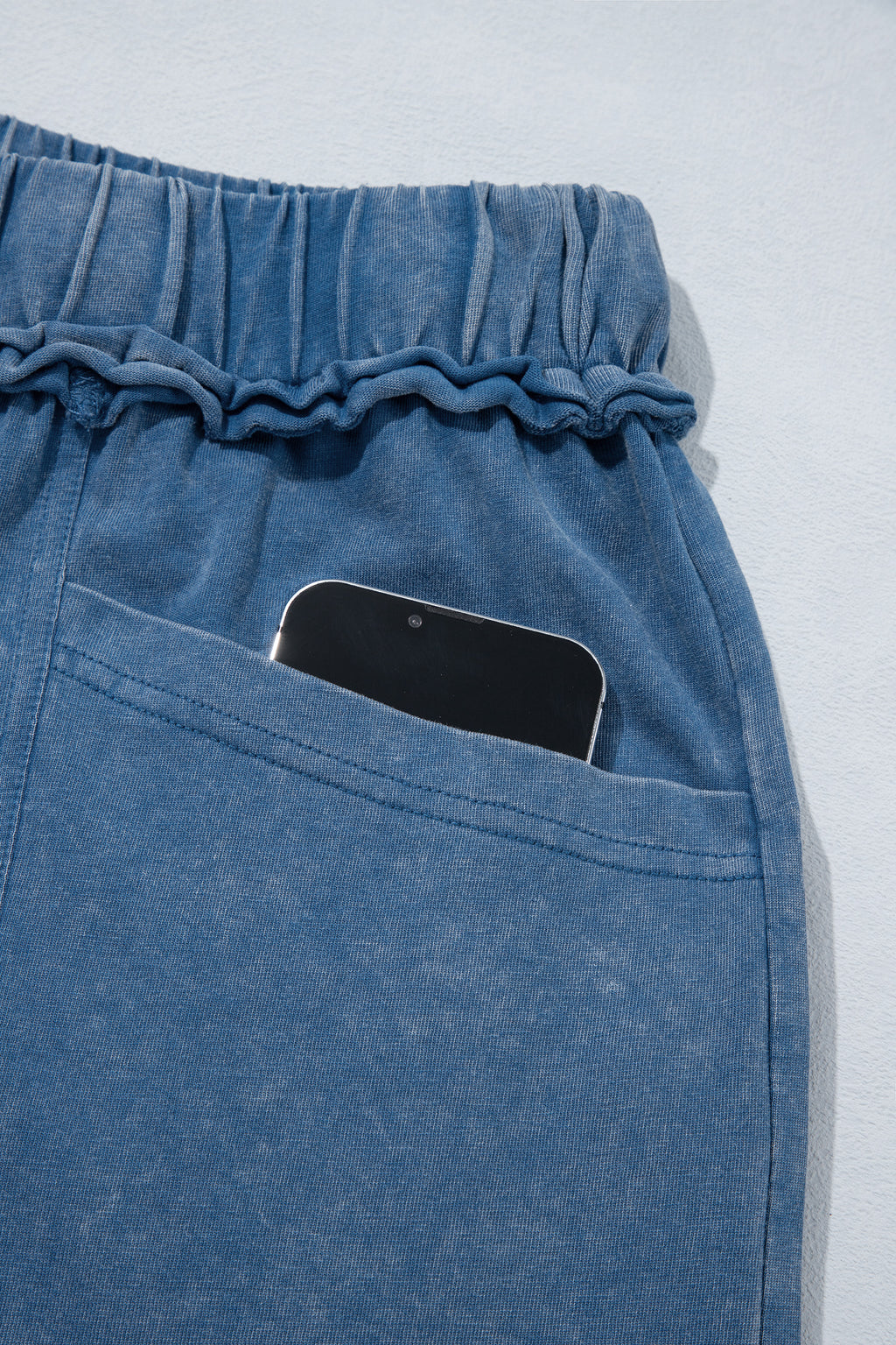 Ashleigh Blue Mineral Wash Seam Detail Flare Leg Drawstring Pants
