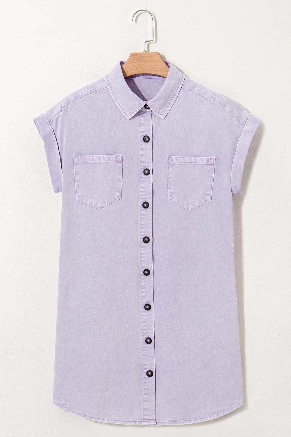 Orchid Petal Double Chest Pocket Denim Shirt Dress