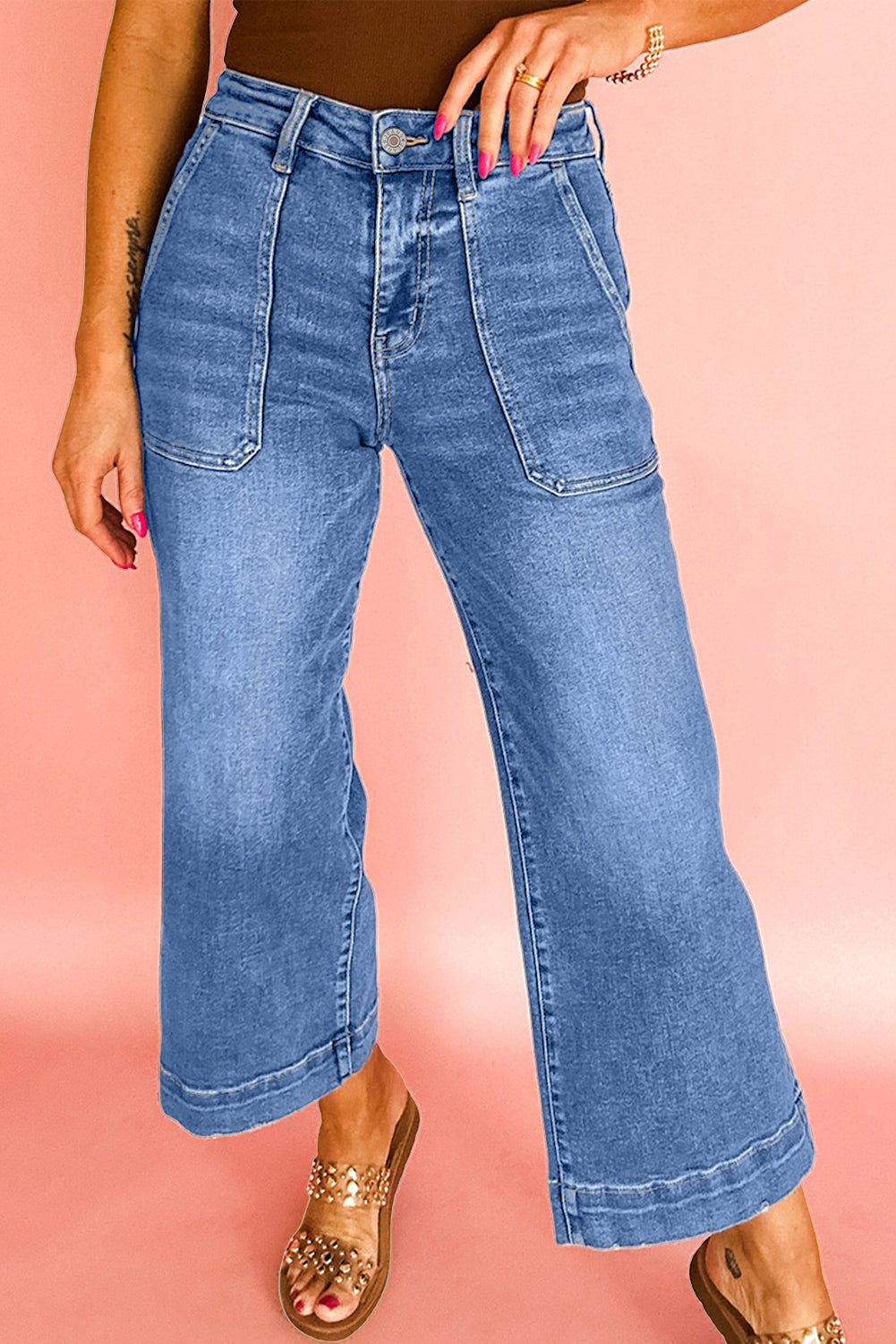 Ashleigh Blue Cropped High Rise Wide Leg Jeans