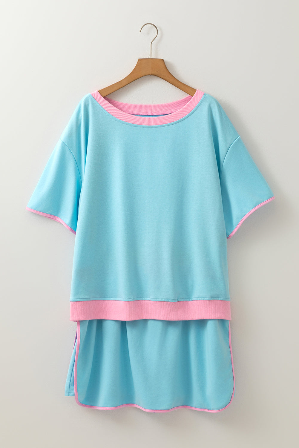 Bonbon Plus Size Contrast Trim T Shirt and Skort Two Piece Set