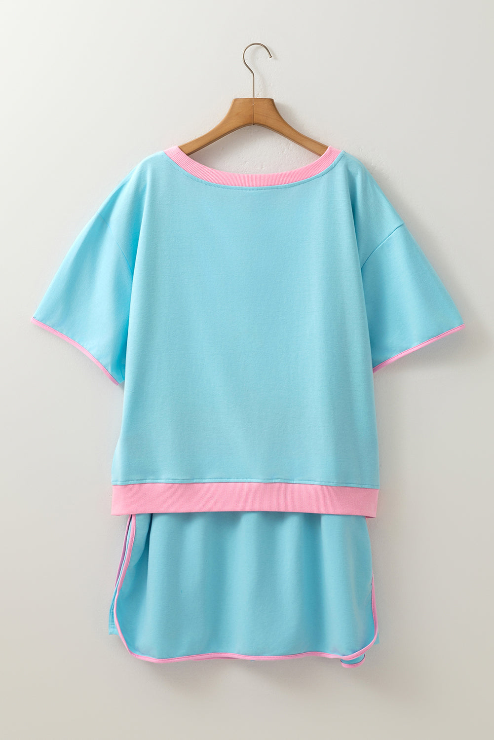 Bonbon Plus Size Contrast Trim T Shirt and Skort Two Piece Set