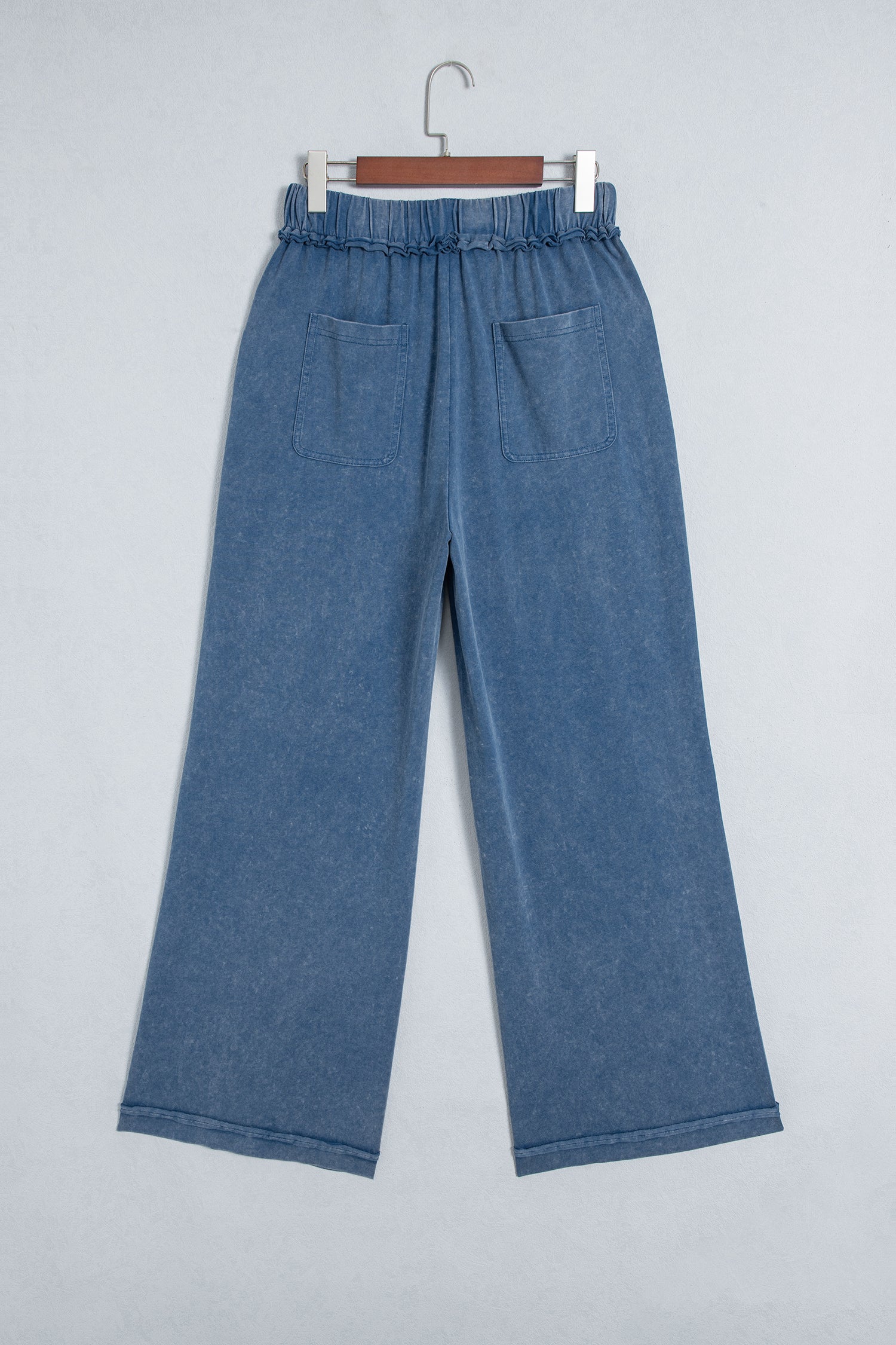 Ashleigh Blue Mineral Wash Seam Detail Flare Leg Drawstring Pants