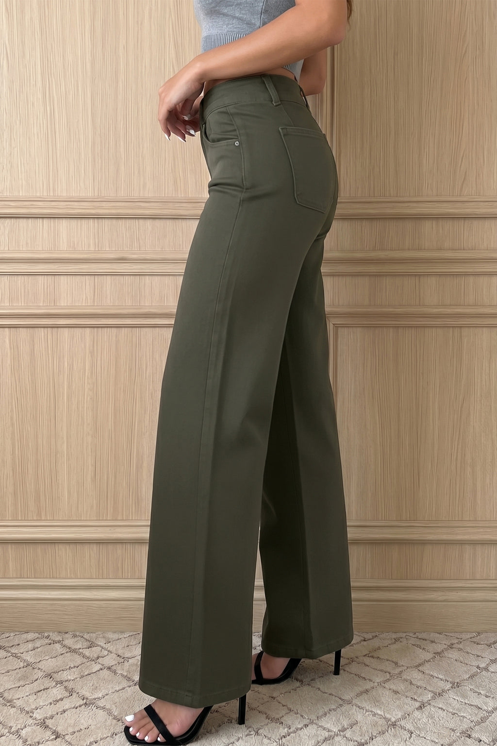 Bonbon 2-Button High Waist Wide Leg Jeans