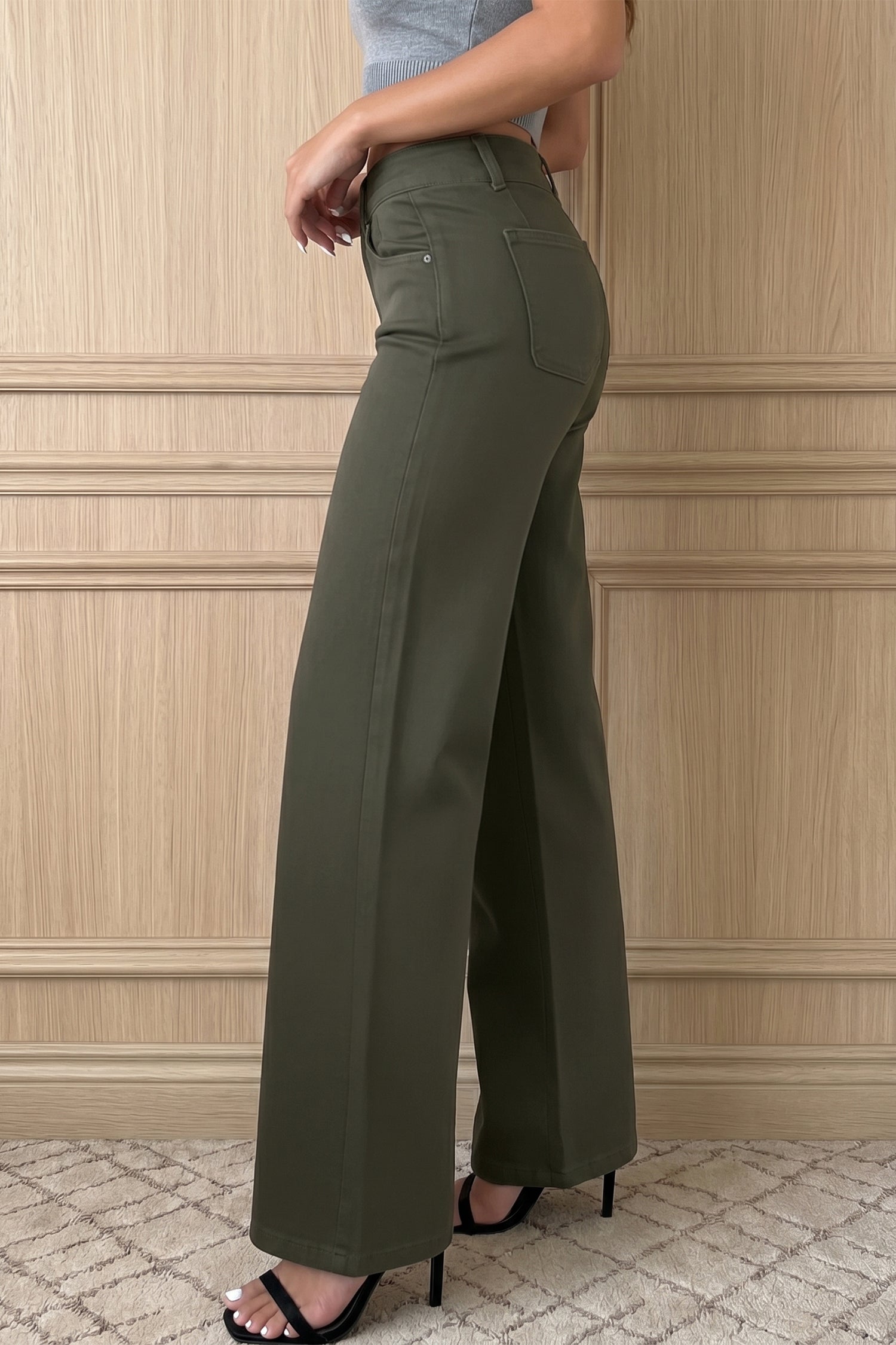 Bonbon 2-Button High Waist Wide Leg Jeans