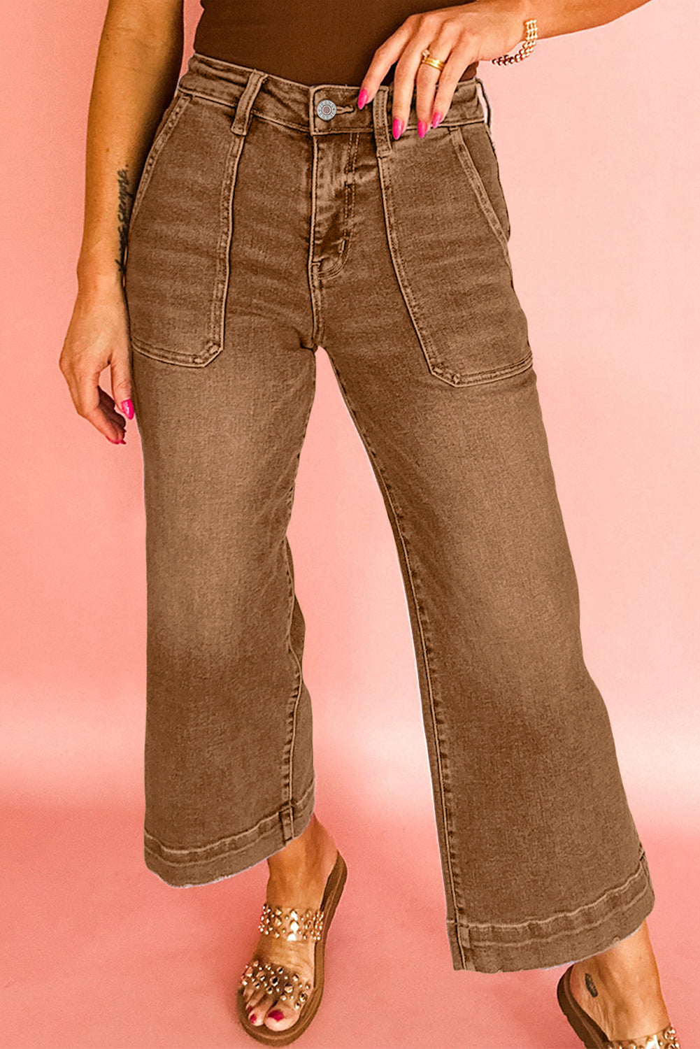 Ashleigh Blue Cropped High Rise Wide Leg Jeans