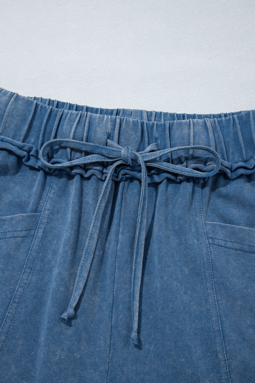 Ashleigh Blue Mineral Wash Seam Detail Flare Leg Drawstring Pants