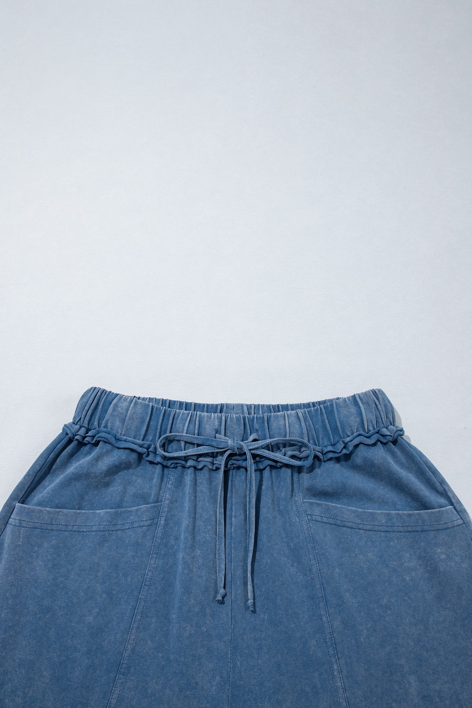 Ashleigh Blue Mineral Wash Seam Detail Flare Leg Drawstring Pants