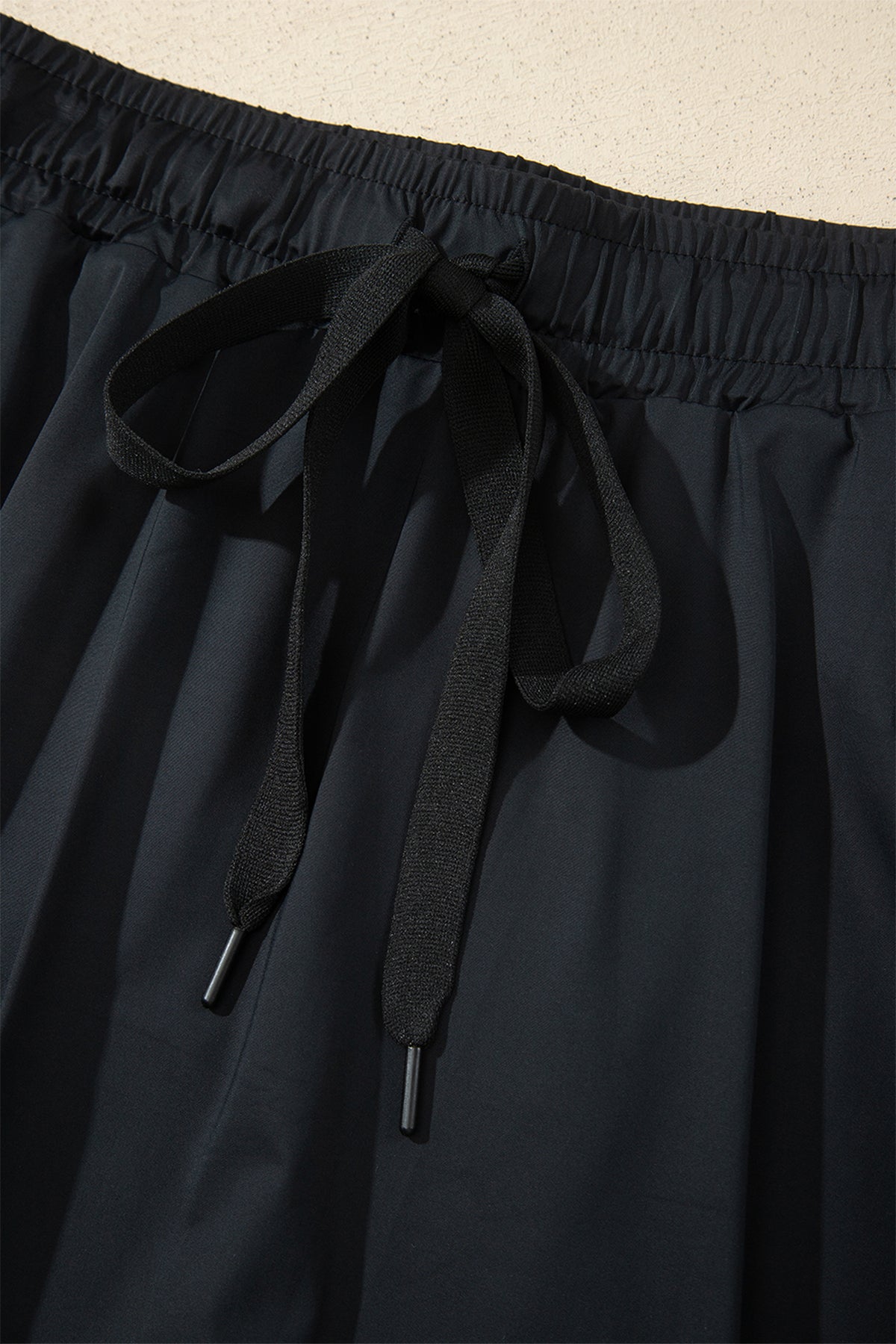Black Plus Size Drawstring Waist Flared Tennis Skort