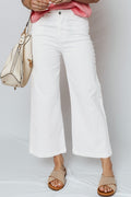 White Pearl Embellished Side Seam Ankle-length Shift Jeans