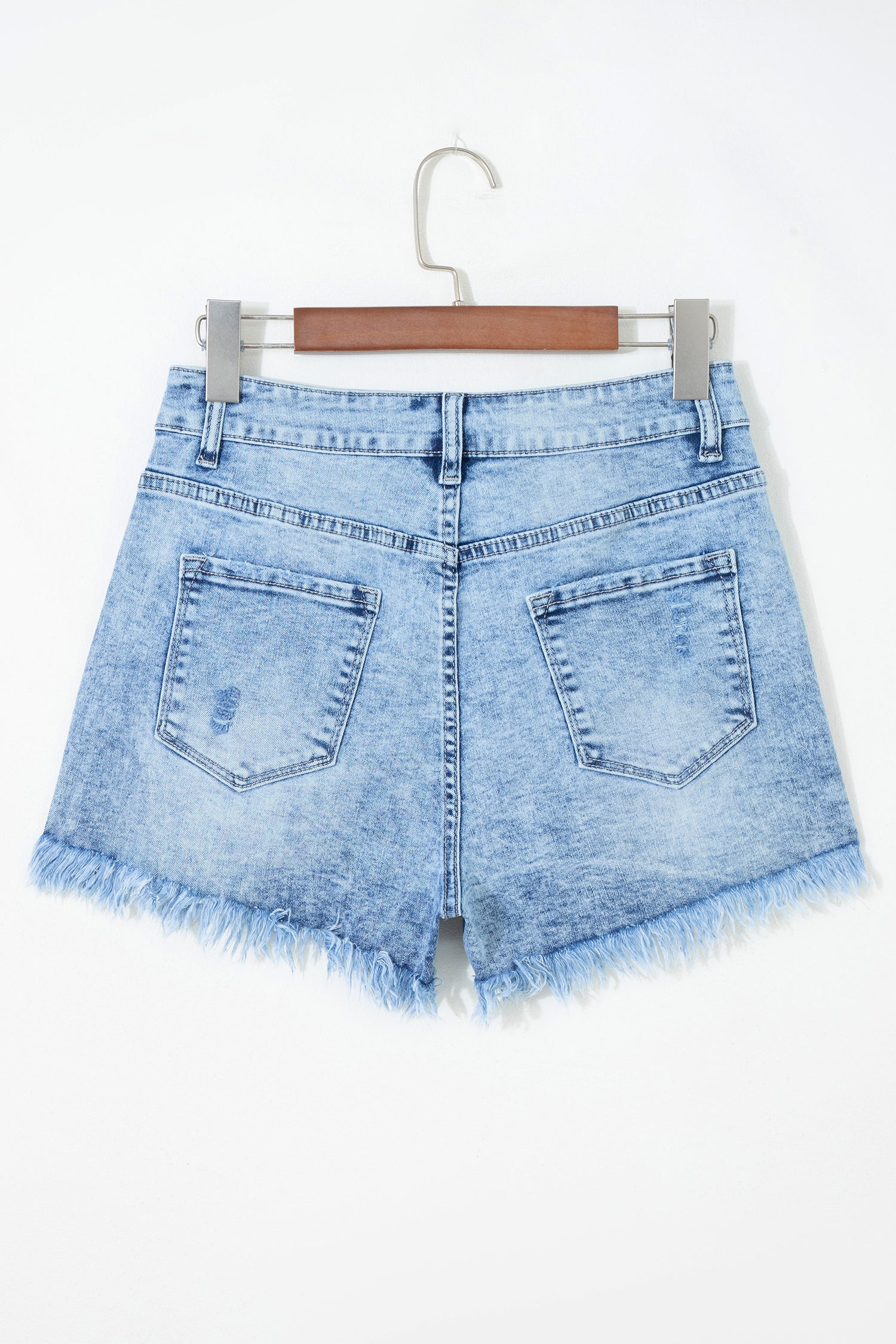 Beau Blue Distressed Acid Wash Denim Hot Shorts