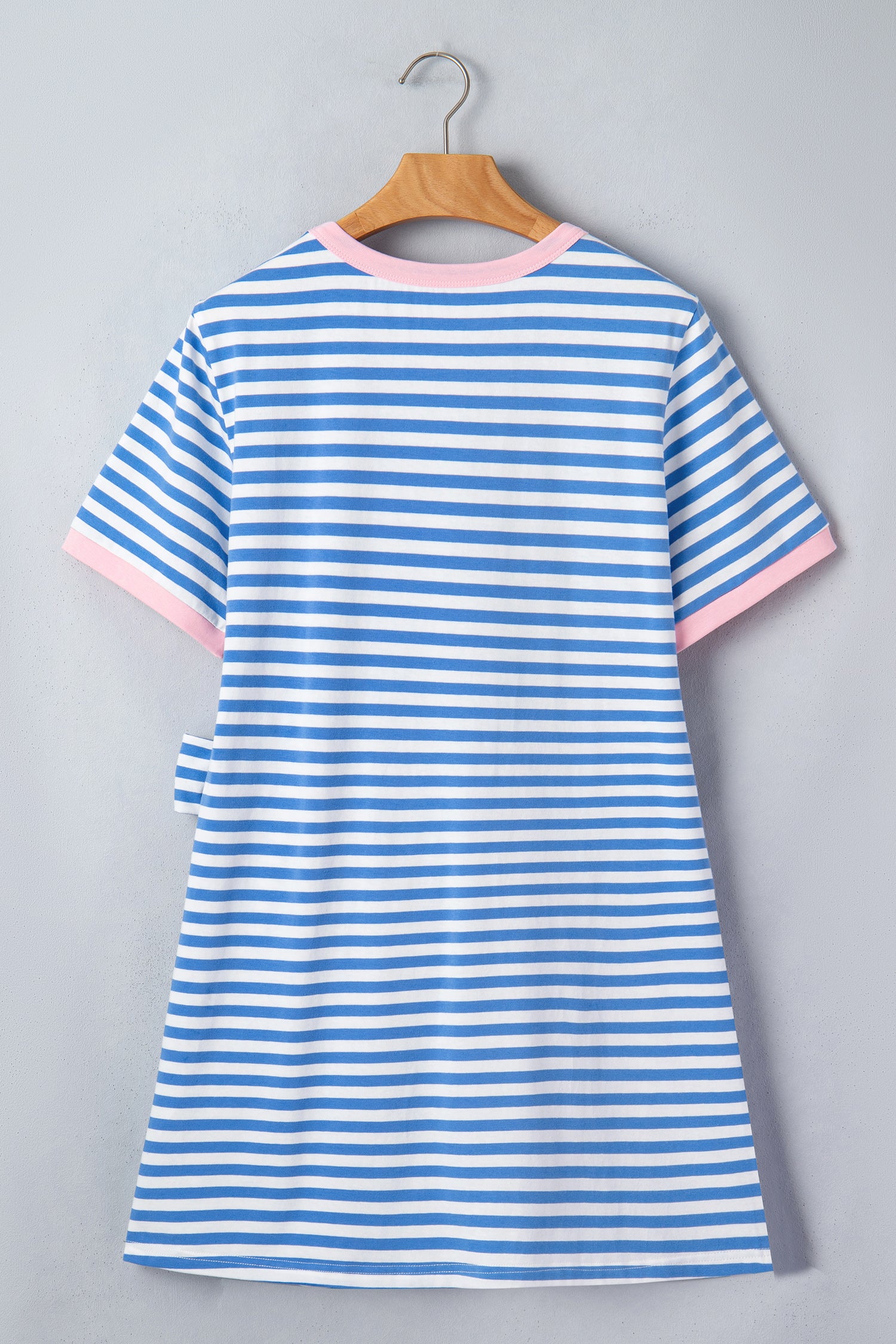 Green Stripe Nautical Tie Contrast Trim Round Neck T Shirt Mini Dress