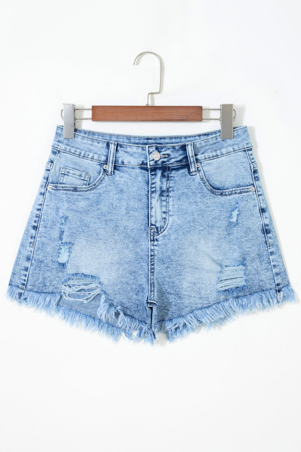Beau Blue Distressed Acid Wash Denim Hot Shorts