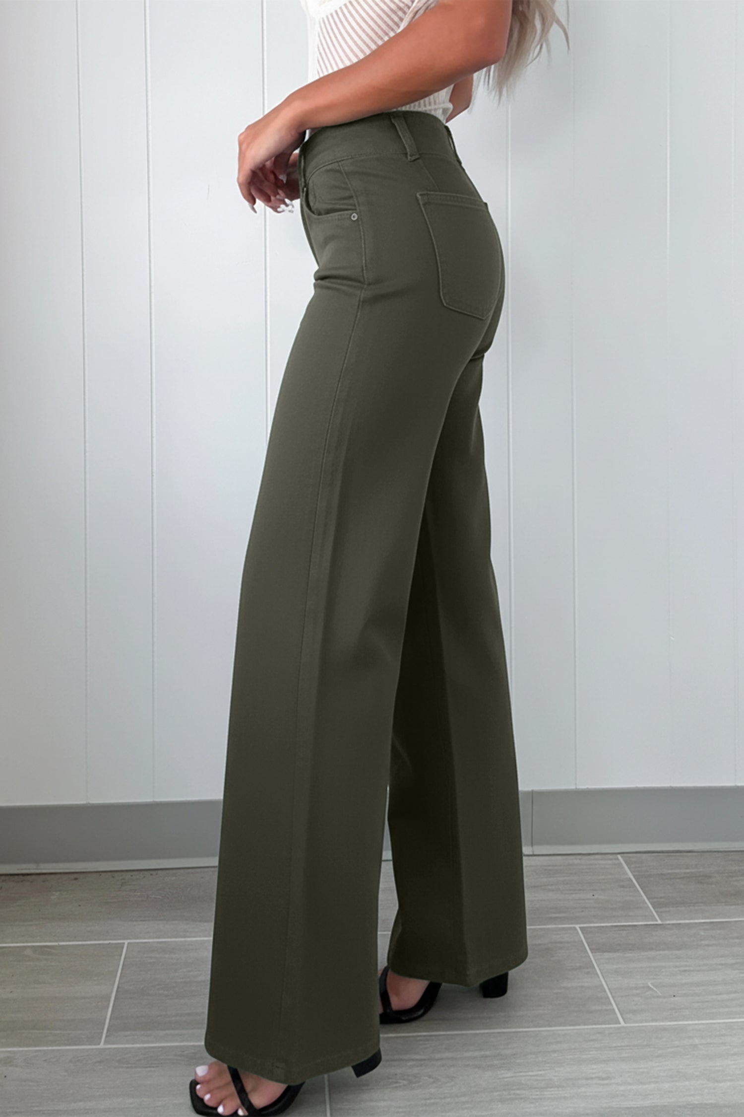 Bonbon 2-Button High Waist Wide Leg Jeans